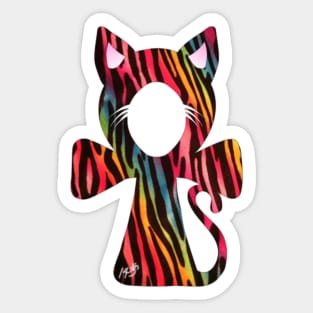 Rainbow Tiger Cat Ankh Sticker